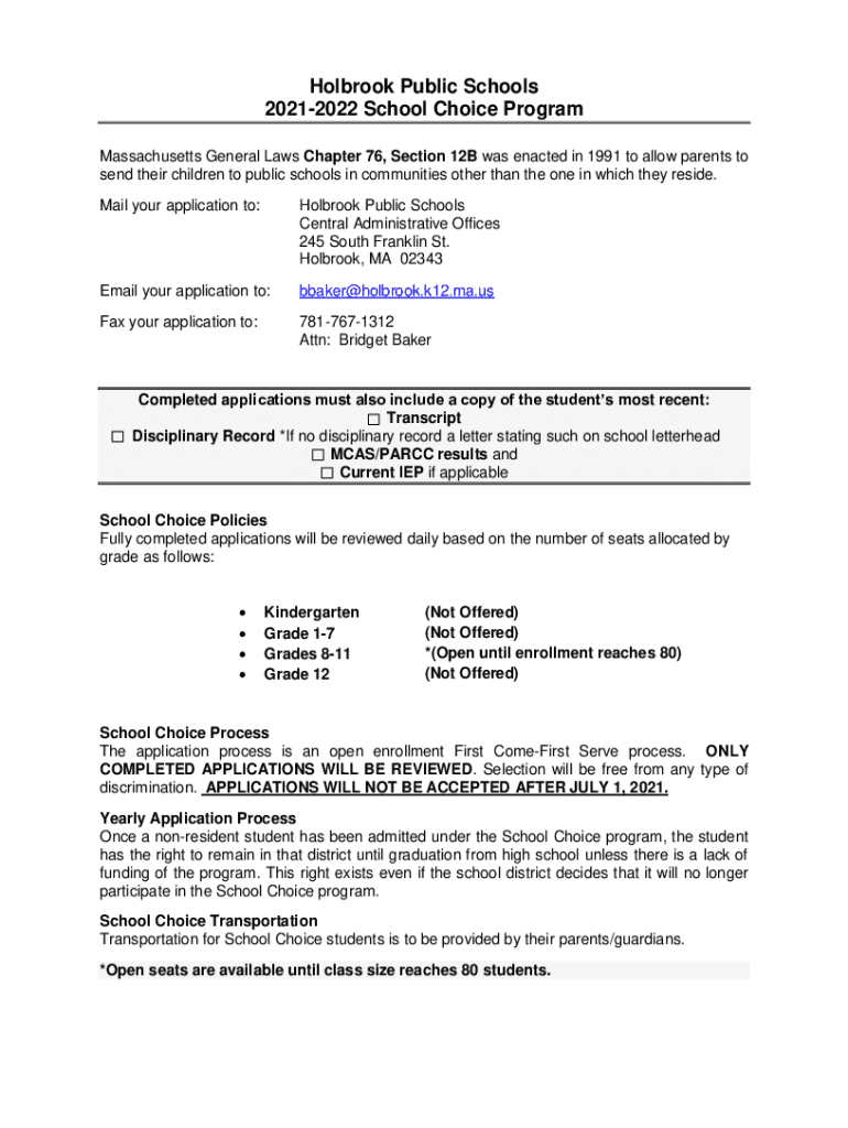 Fillable Online Calendar Holbrook Public Schools holbrook.k12.ma.us