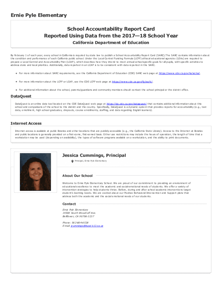 Fillable Online SARC Report for Ernie Pyle Elementary Fax Email Print pdfFiller
