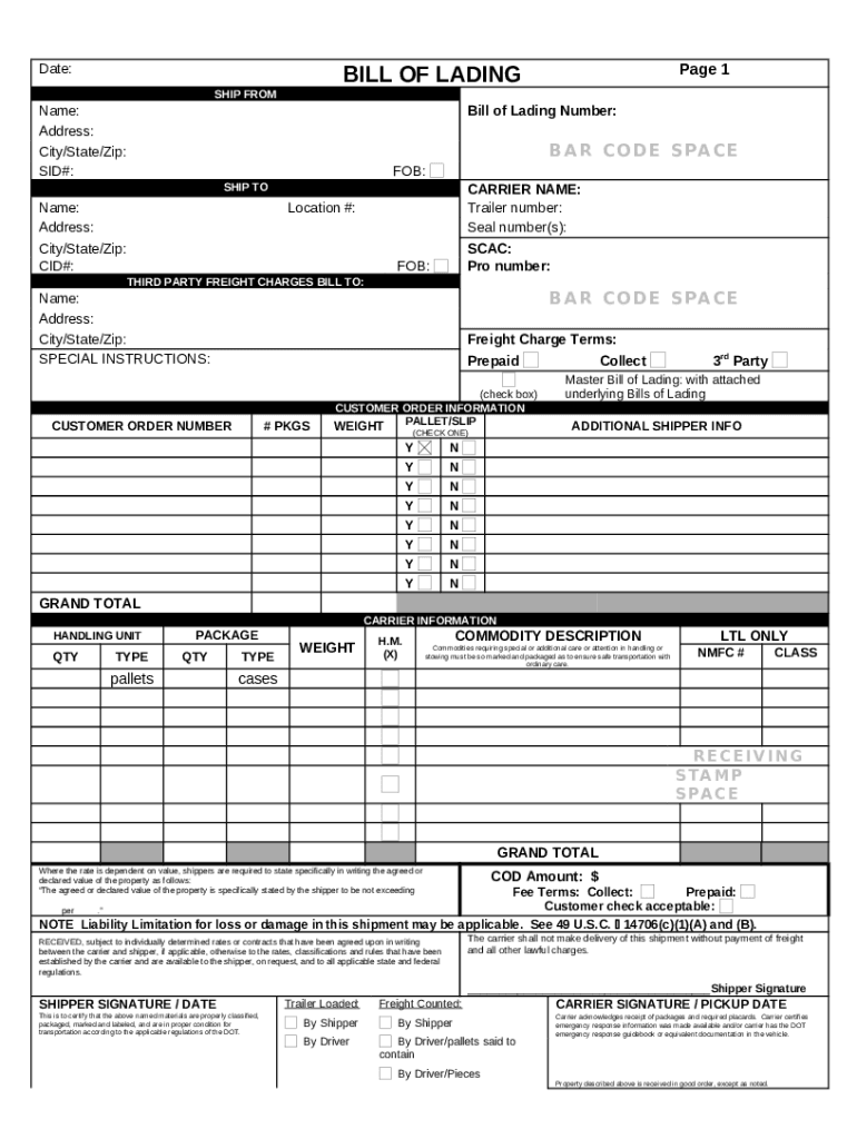 Bill of Lading (Shipsforsale) Preview on Page 1