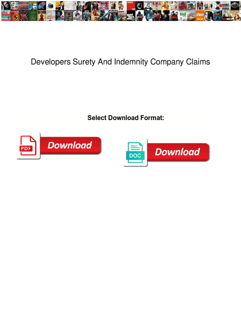 Fillable Online Developers Surety And Indemnity Company Claims