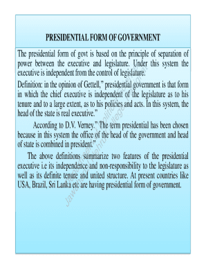 Fillable Online PRESIDENTIAL FORM OF GOVERNMENT Fax Email Print - pdfFiller