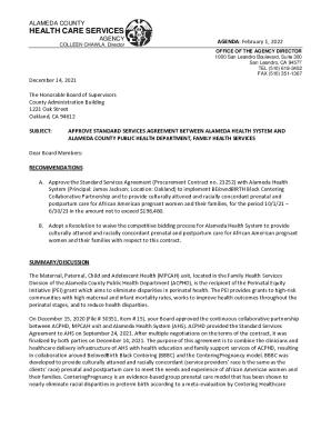 Fillable Online APPROVE STANDARD SERVICES AGREEMENT BETWEEN ALAMEDA