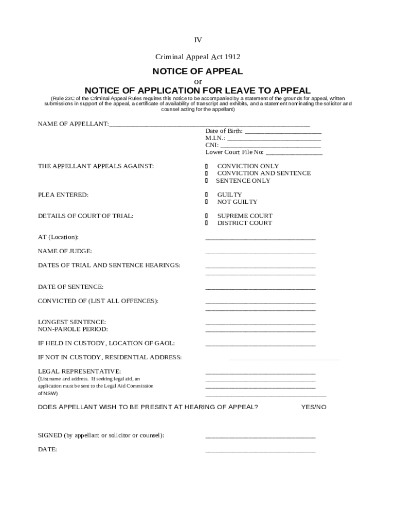 Criminal Appeal Act Definition Law Insider Doc Template pdfFiller