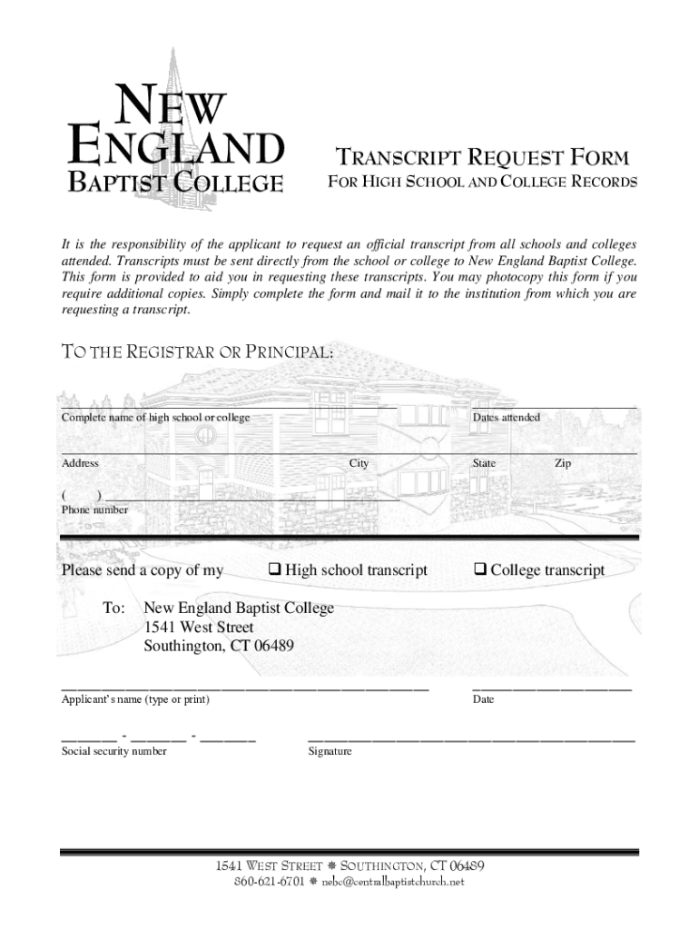 Fillable Online Fill - Free fillable HIGH SCHOOL TRANSCRIPT REQUEST ...