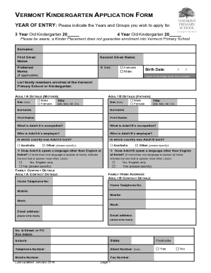 Fillable Online 3 Year Old Kindergarten Application Form Fax Email