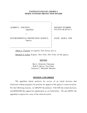 Fillable Online U.S. Merit Systems Protection BoardCase Reports Fax ...