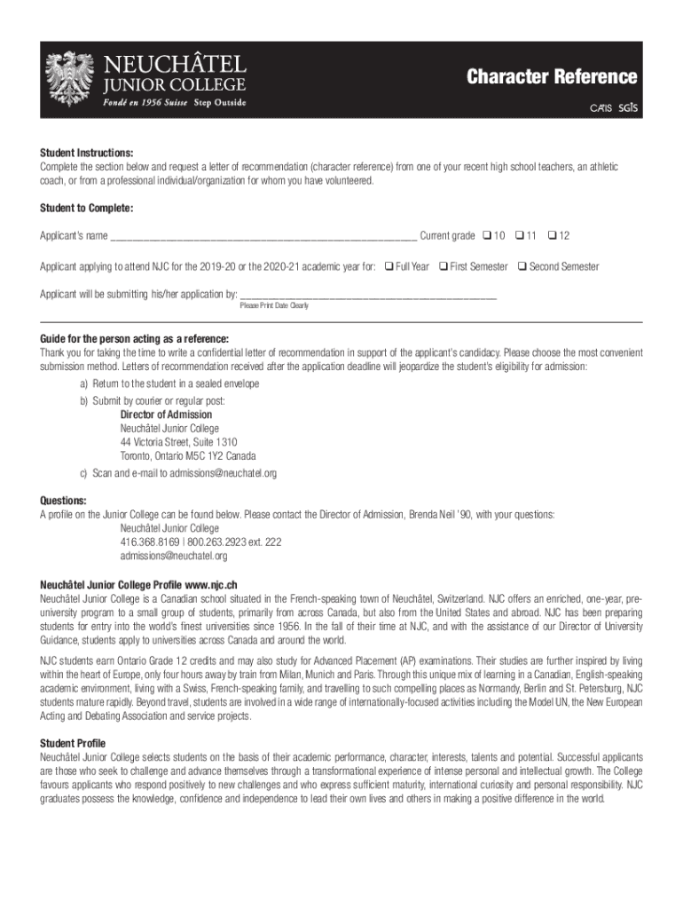 Fillable Online Character Reference Letter Template and Examples Fax