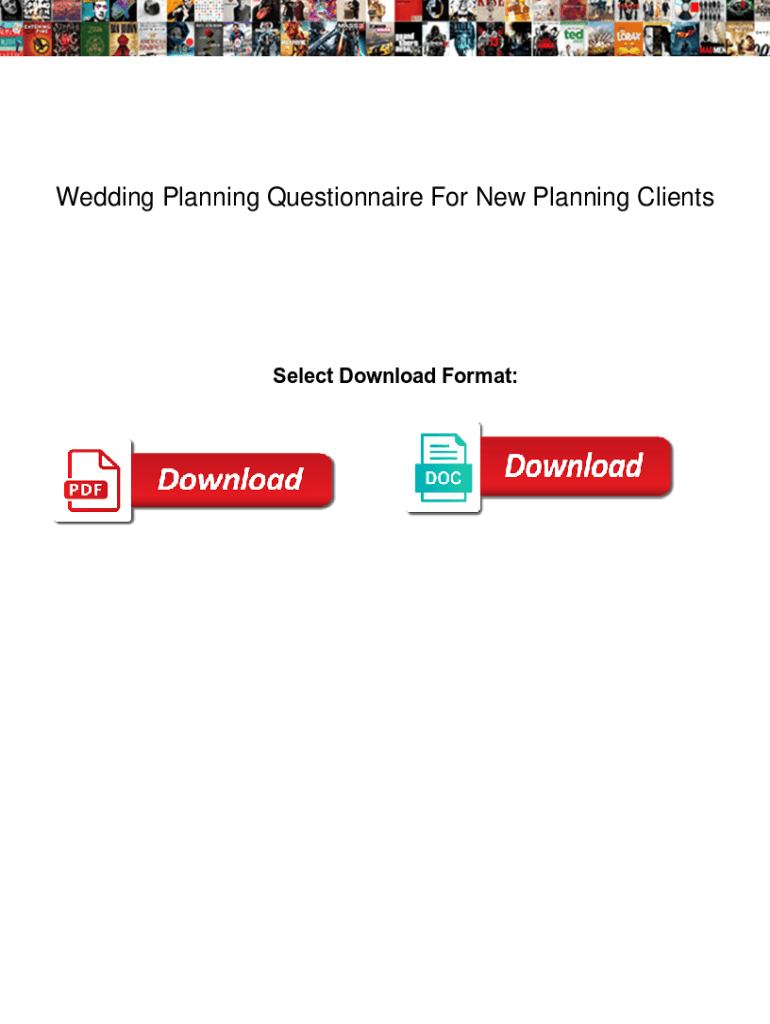 Fillable Online Wedding Planner Questionnaire Template Wedding Planning