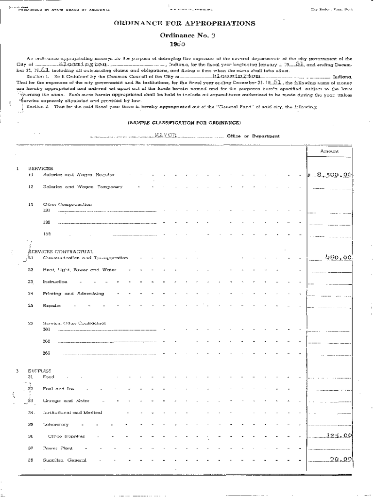 Fillable Online bloomington in ORDINANCE OR RESOLUTION FOR