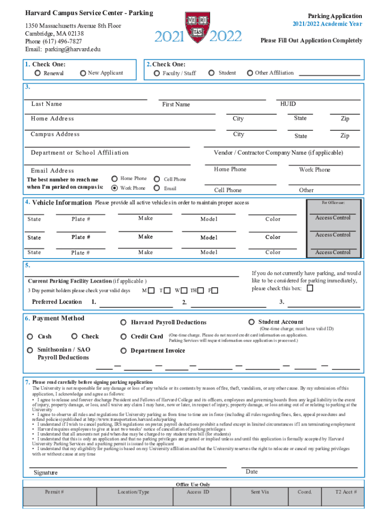 Parking Application 1350 Massachusetts Avenue 8th Floor Preview on Page 1