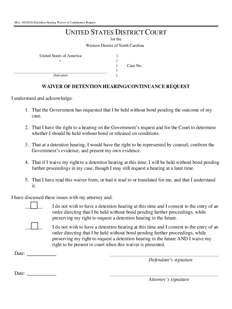 Fillable Online Motion to Continue Pending Waiver of Hearings.pdf