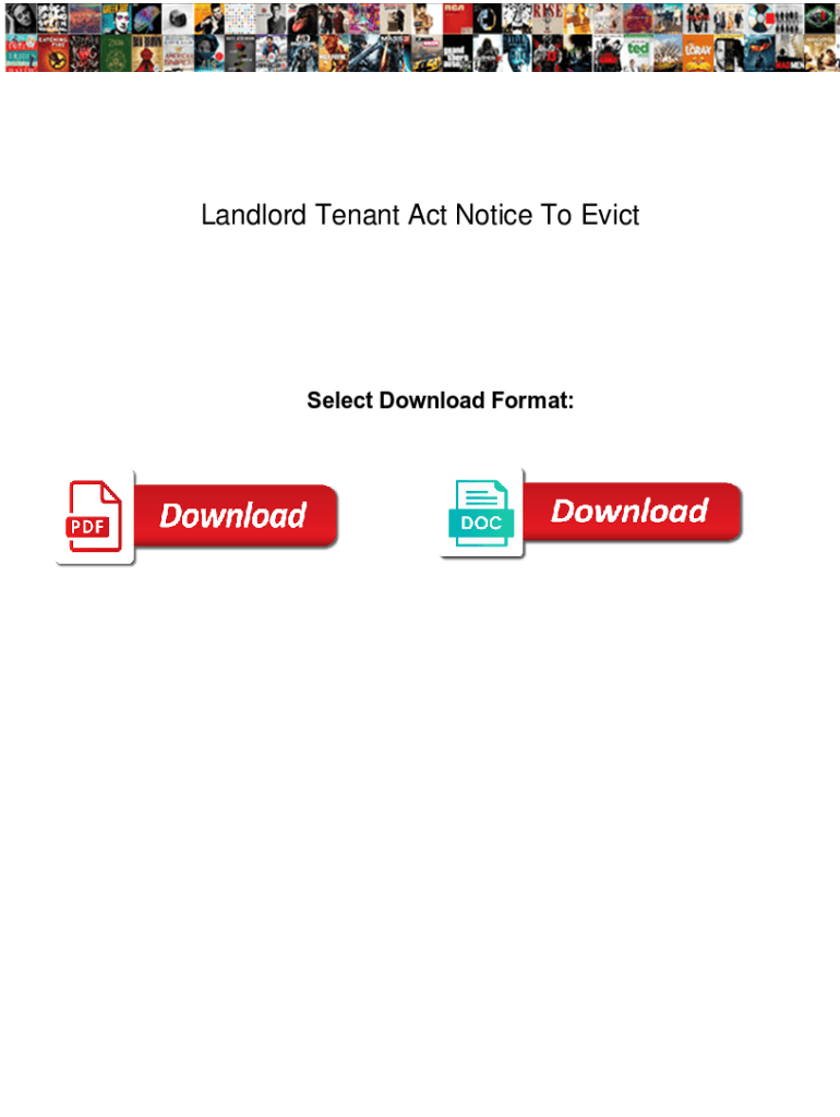 Fillable Online Landlord Tenant Act Notice To Evict. Landlord Tenant ...
