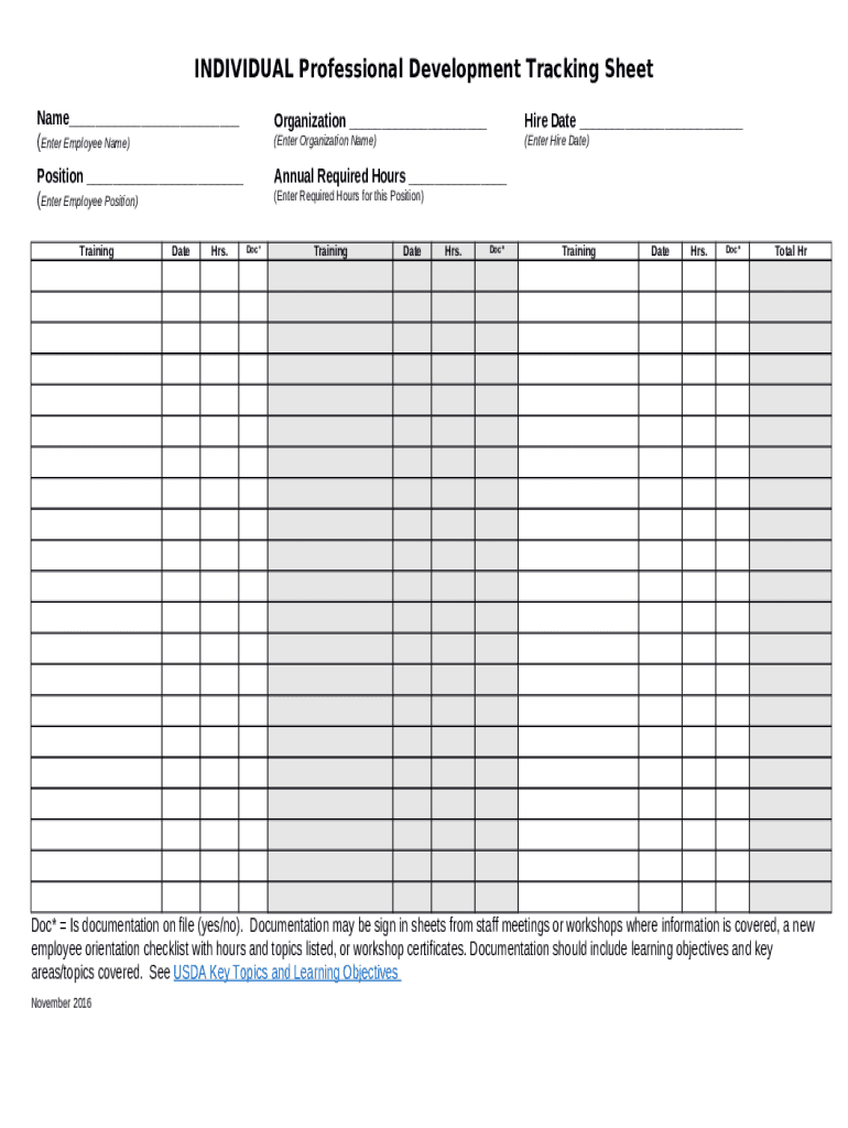 Tracking Worksheet Doc Template | pdfFiller