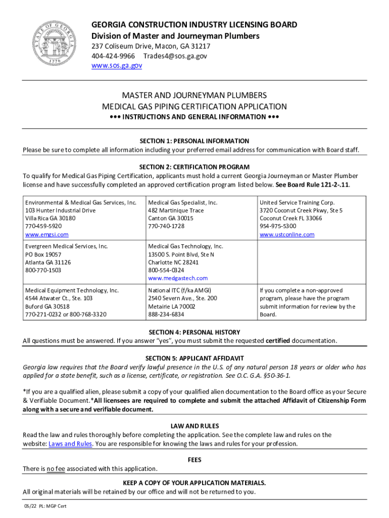Fillable Online sos.ga.govhowtoguidehowguideplumberlicenseHowTo