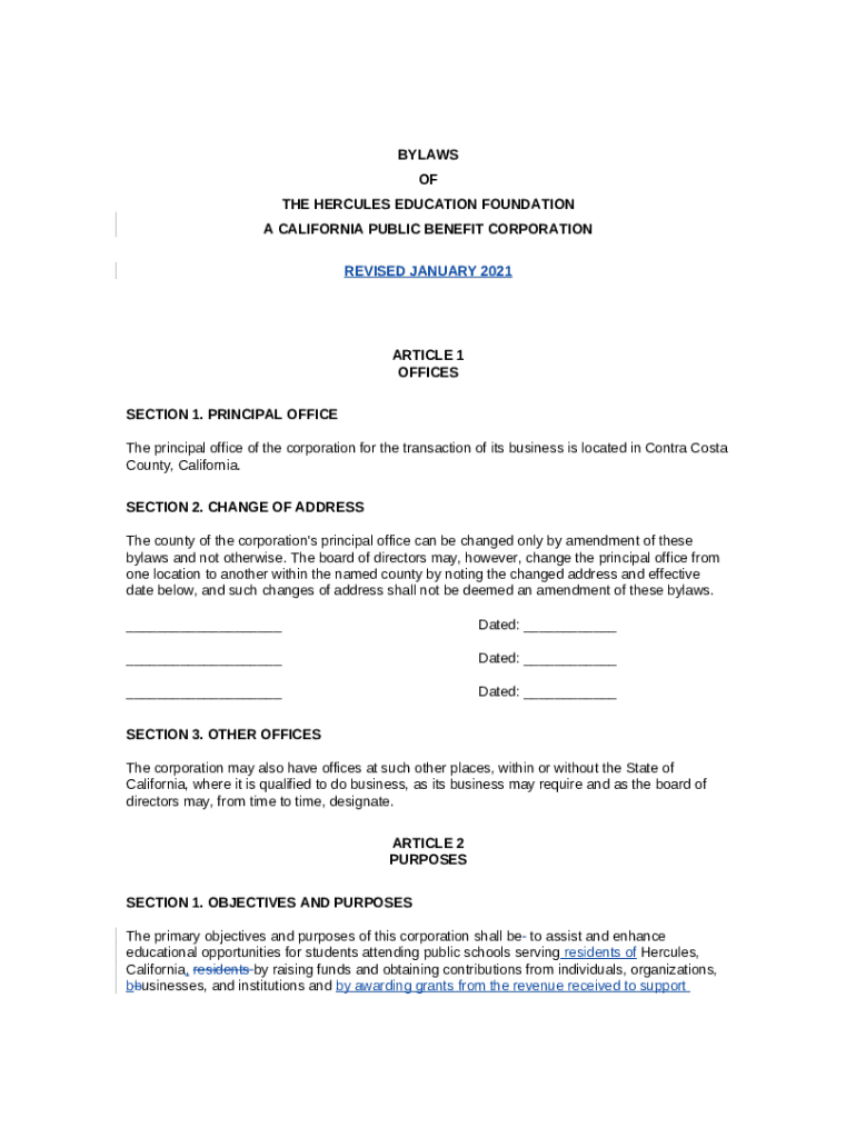 The Hercules Education Foundation in Hercules CA Company Profile Doc