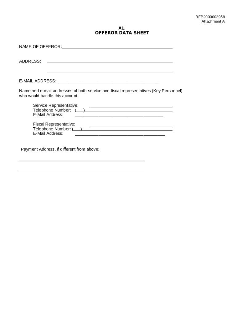 PDF offeror data sheet Fairfax County Doc Template pdfFiller