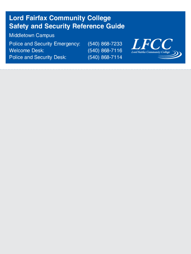 Fillable Online pie lfcc Lord Fairfax Community College Campus Police