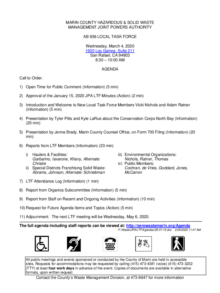 Fillable Online 3 MARIN COUNTY HAZARDOUS AND SOLID WASTE MANAGEMENT