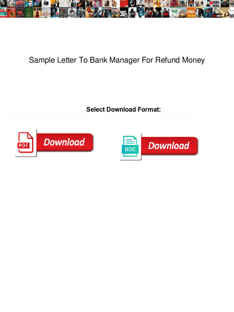 Fillable Online Sample Letter To Bank Manager For Refund Money Sample 