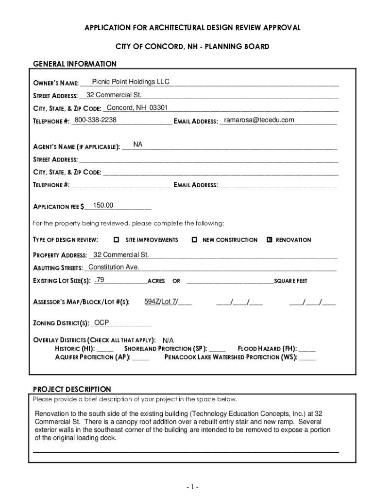 Fillable Online concordnh.govArchitecturalDesignReview
