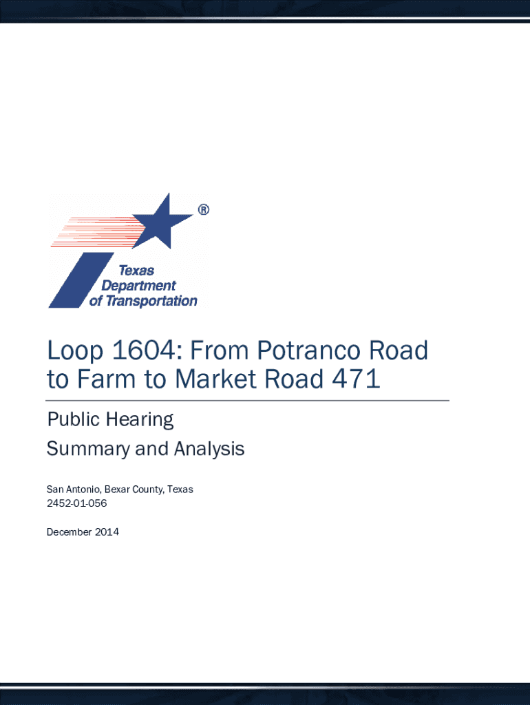 Fillable Online ftp txdot Loop 1604 From Potranco Road to Farm to