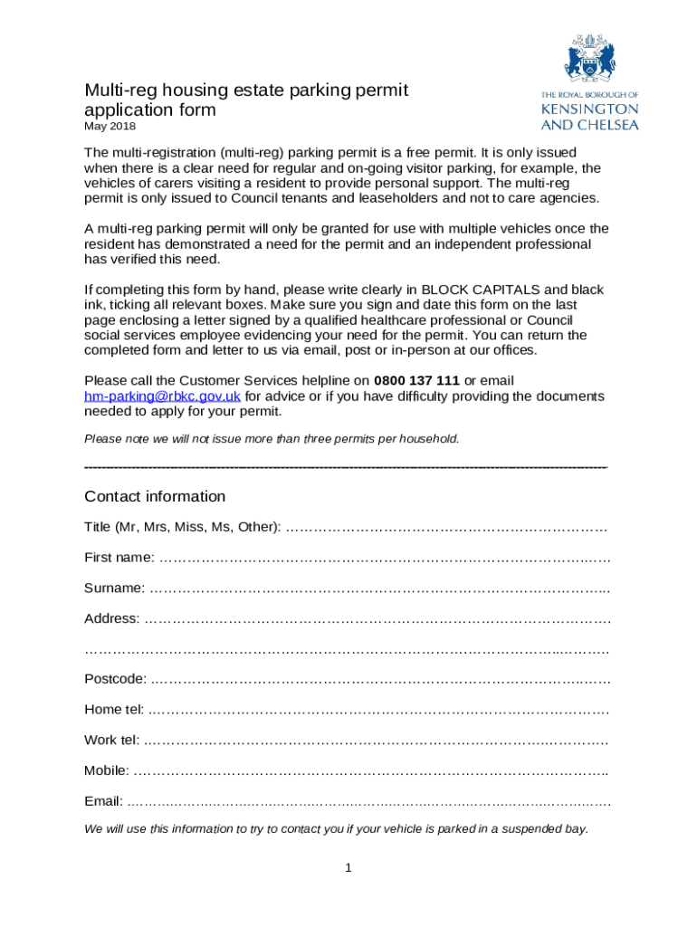 Estate Visitors Parking Permit Application Doc