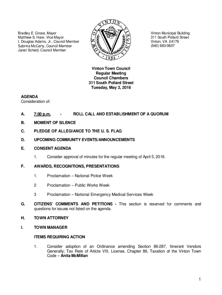 Fillable Online www.vintonva.govArchiveViewFileBradley E. Grose, Mayor