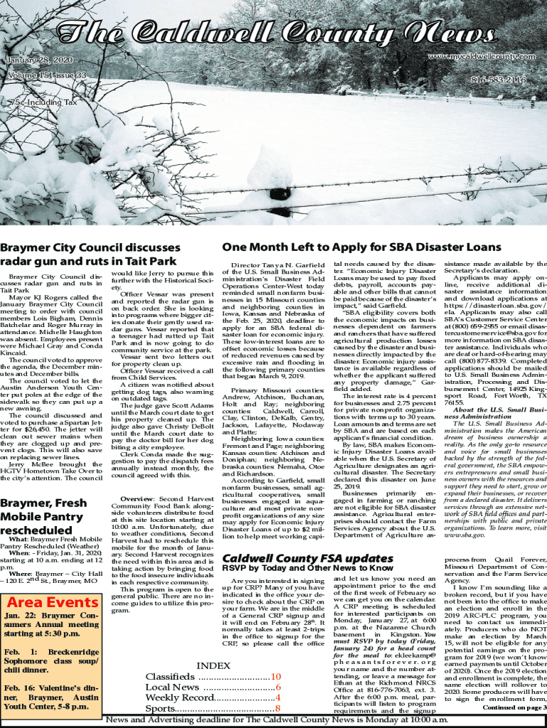 Fillable Online NewsThe Caldwell County News Fax Email Print pdfFiller