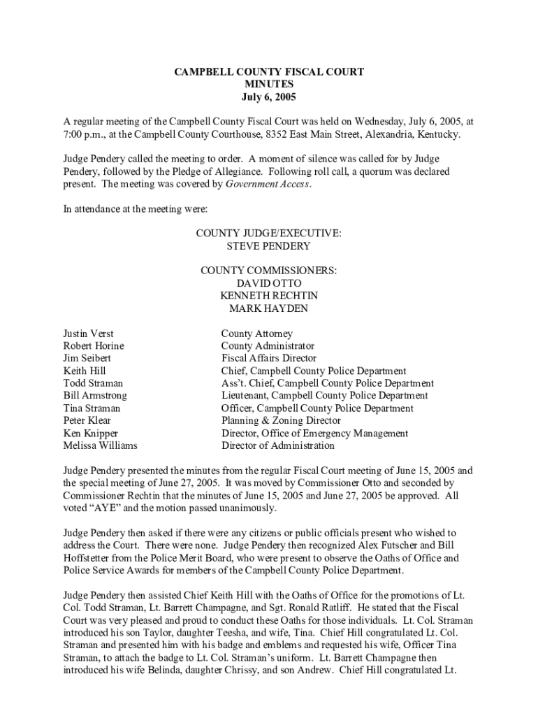Fillable Online campbellcountyky.govmeetingsMeeting Center / Campbell