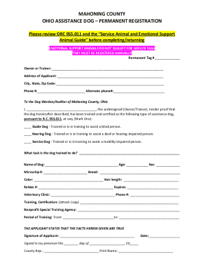 sheriff.mahoningcountyoh.govDocumentCenterViewMAHONING COUNTY OHIO ASSISTANCE DOG PERMANENT REGISTRATION