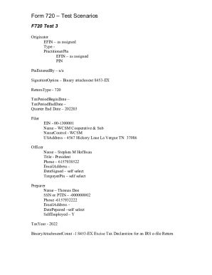 Form 720 Test Scenario 3 Tax Year 2022 - Internal Revenue ...