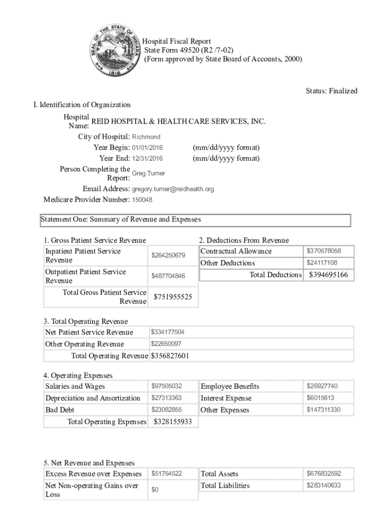 Fillable Online Indiana State Department of Health - Hospital Fiscal ...