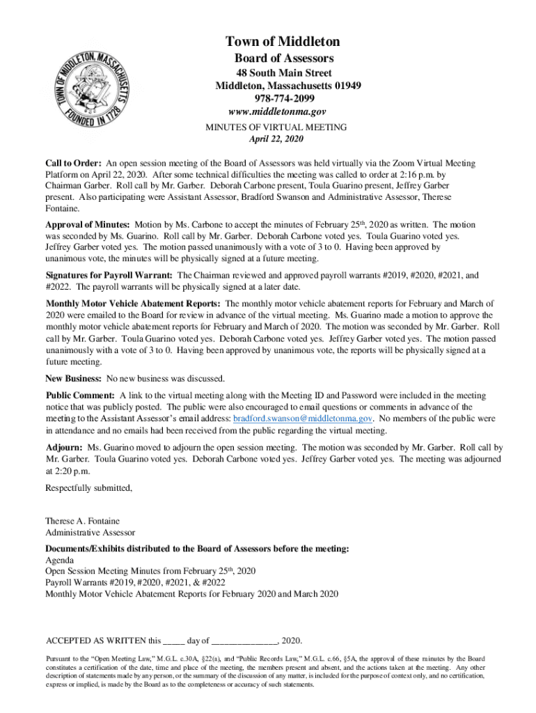Fillable Online middletonma.govAgendaCenterViewFileBoard of Assessors