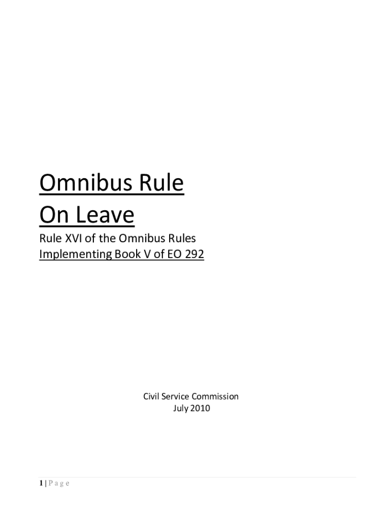 Fillable Online Amendment to Omnibus Rules on Leave Civil Service