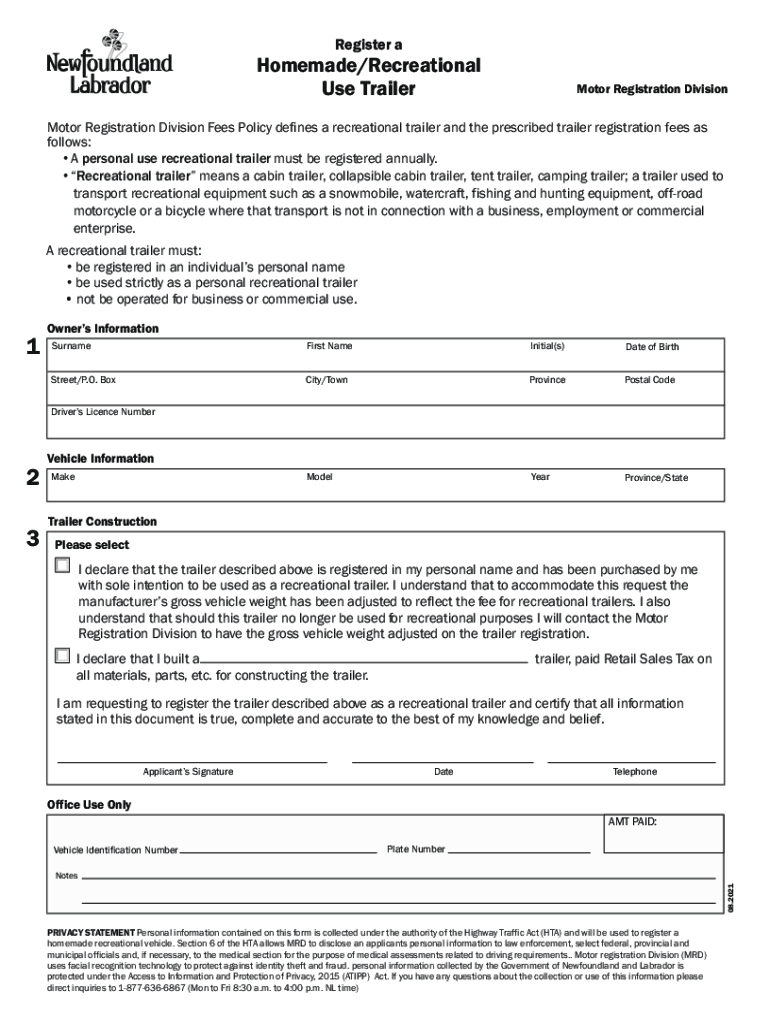 Fillable Online www.dmv.ca.govportalfileRecreational Vehicles and