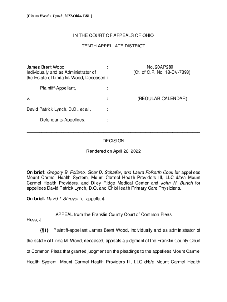 Fillable Online Wood v. Lynch Fax Email Print pdfFiller