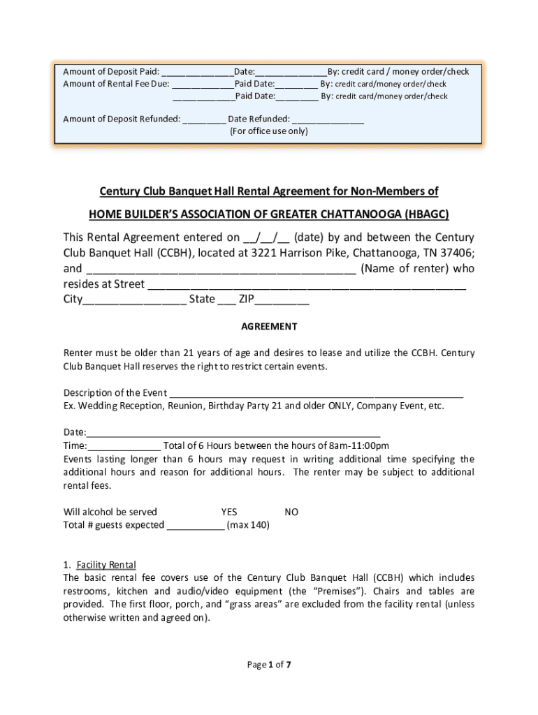 banquet hall rental agreement Preview on Page 1