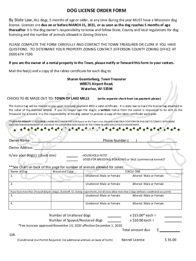 Fillable Online fill.ioDogLicensePDFDogLicenseApplicationFill