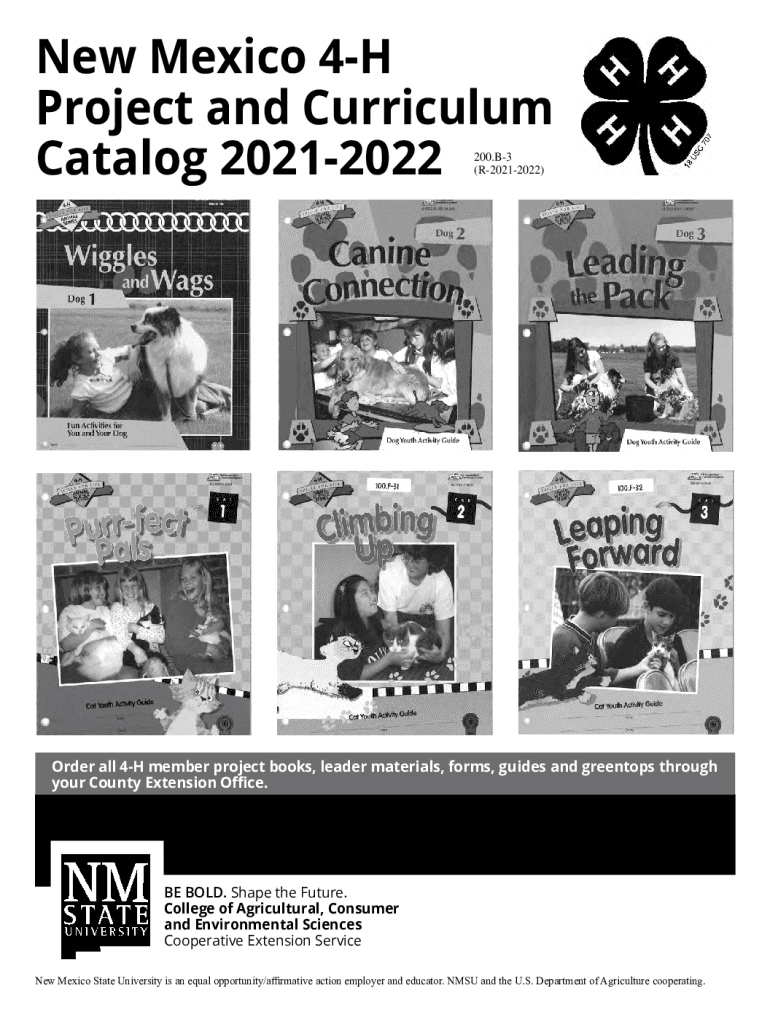 Fillable Online aces nmsu New Mexico 4H Project and Curriculum Catalog