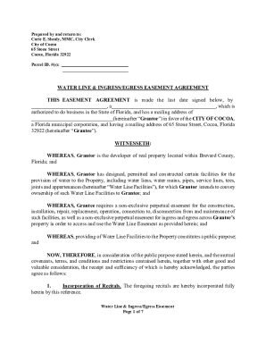 Fillable Online WATER LINE & INGRESS/EGRESS EASEMENT AGREEMENT ... Fax ...