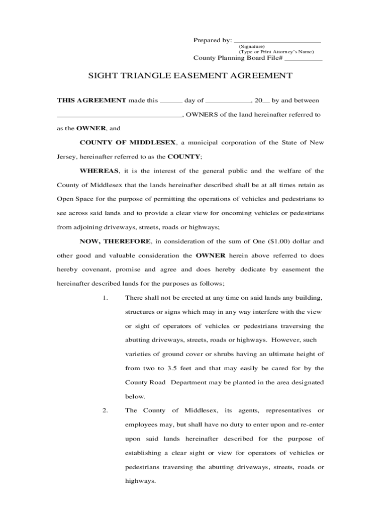 Fillable Online SIGHT TRIANGE EASEMENT AGREEMENT Fax Email Print