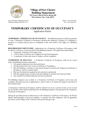 Fillable Online TEMPORARY CERTIFICATE OF OCCUPANCY Fax Email Print