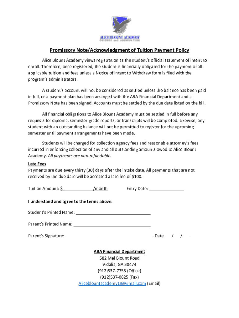 Fillable Online Federal Student AidFree Promissory Note Template ...