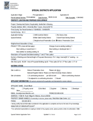 SPECIAL DISTRICTS APPLICATION