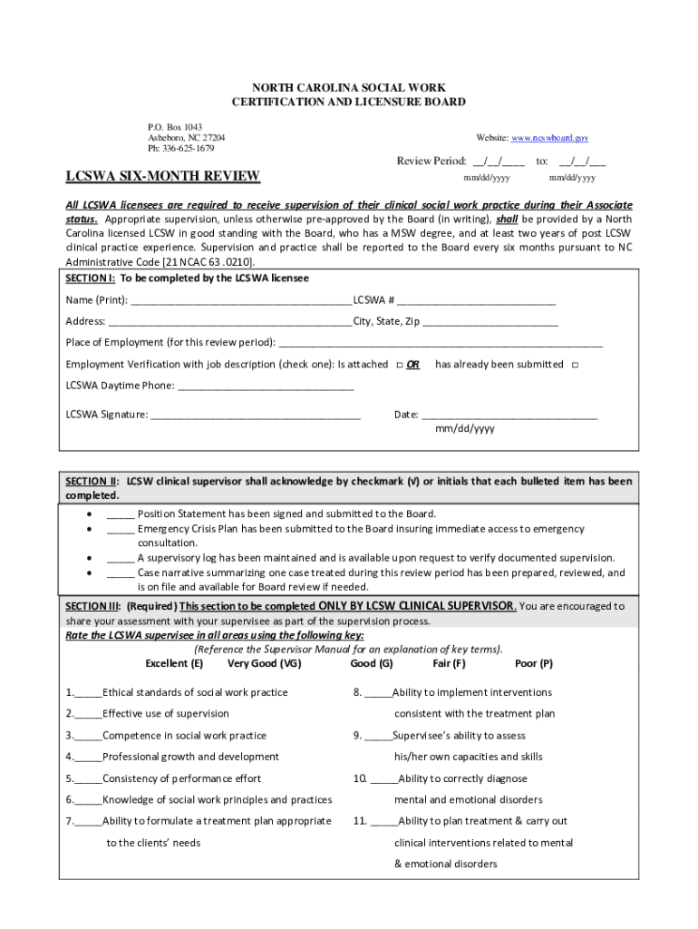 six month lcswa review Preview on Page 1