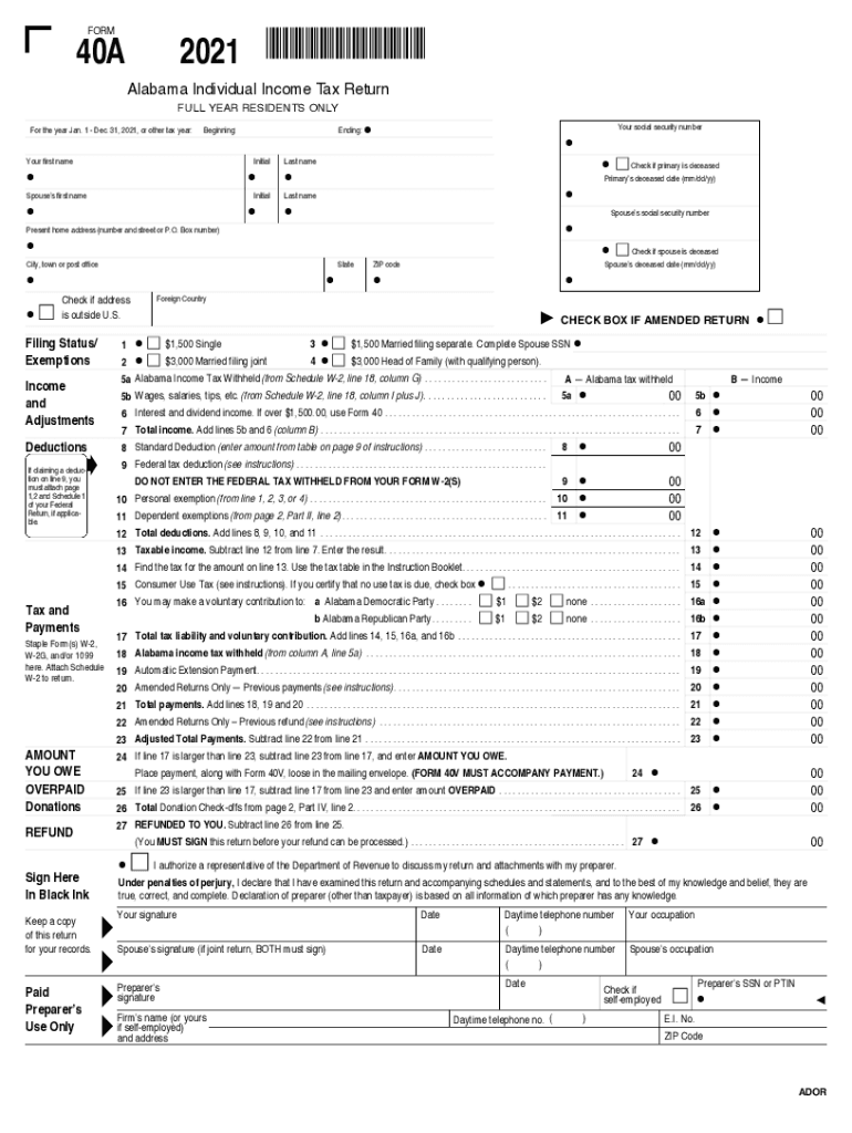 2021 Form AL 40A Fill Online Printable Fillable Blank PdfFiller