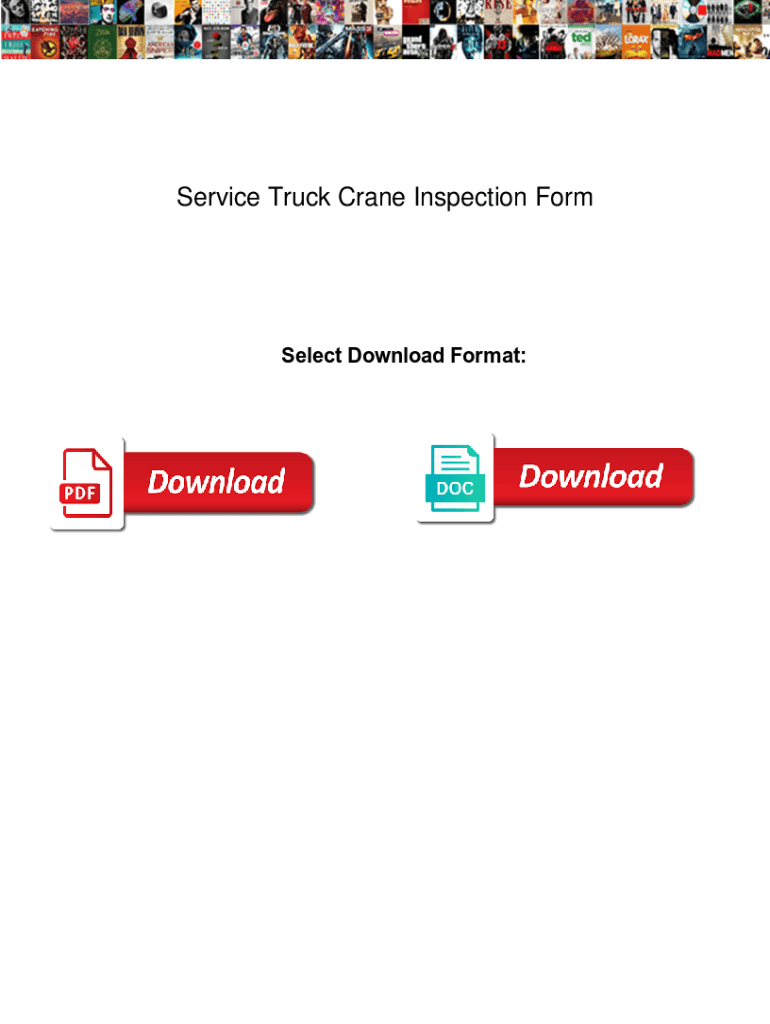 Fillable Online Service Truck Crane Inspection form Inspirational Truck