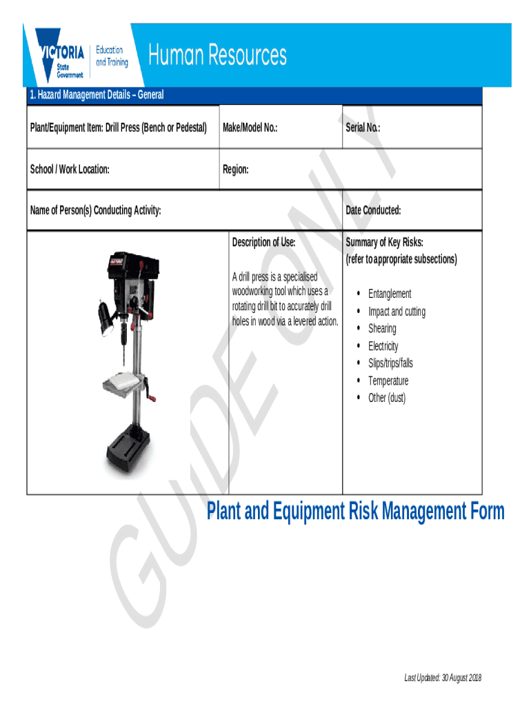 Plant and Equipment Risk Management Metal Milling Machine Doc