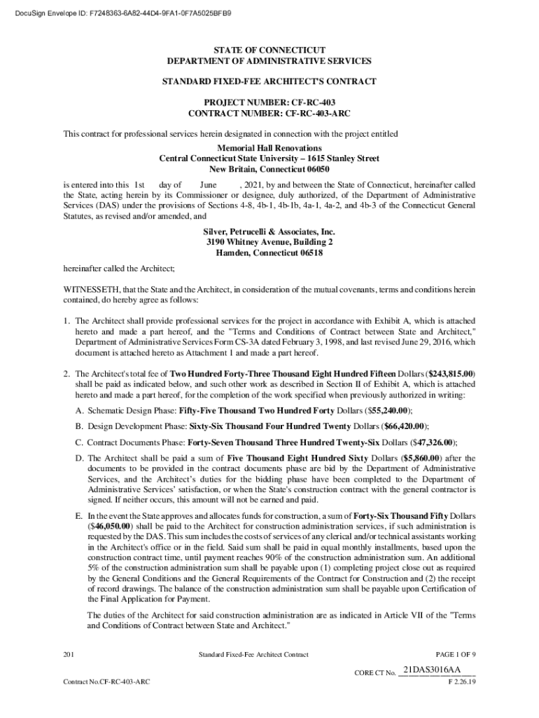 Fillable Online STATE OF CONNECTICUT DEPARTMENT OF ADMINISTRATIVE