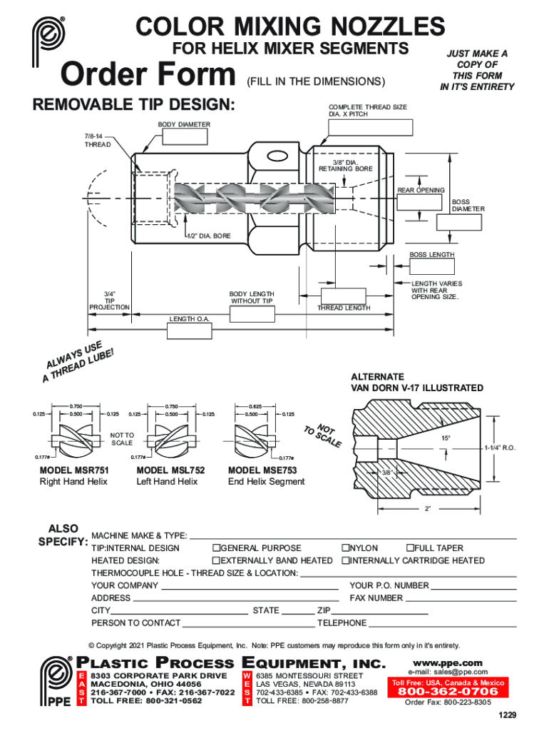 Fillable Online Color Mixing Nozzles Order Form Fax Email Print pdfFiller